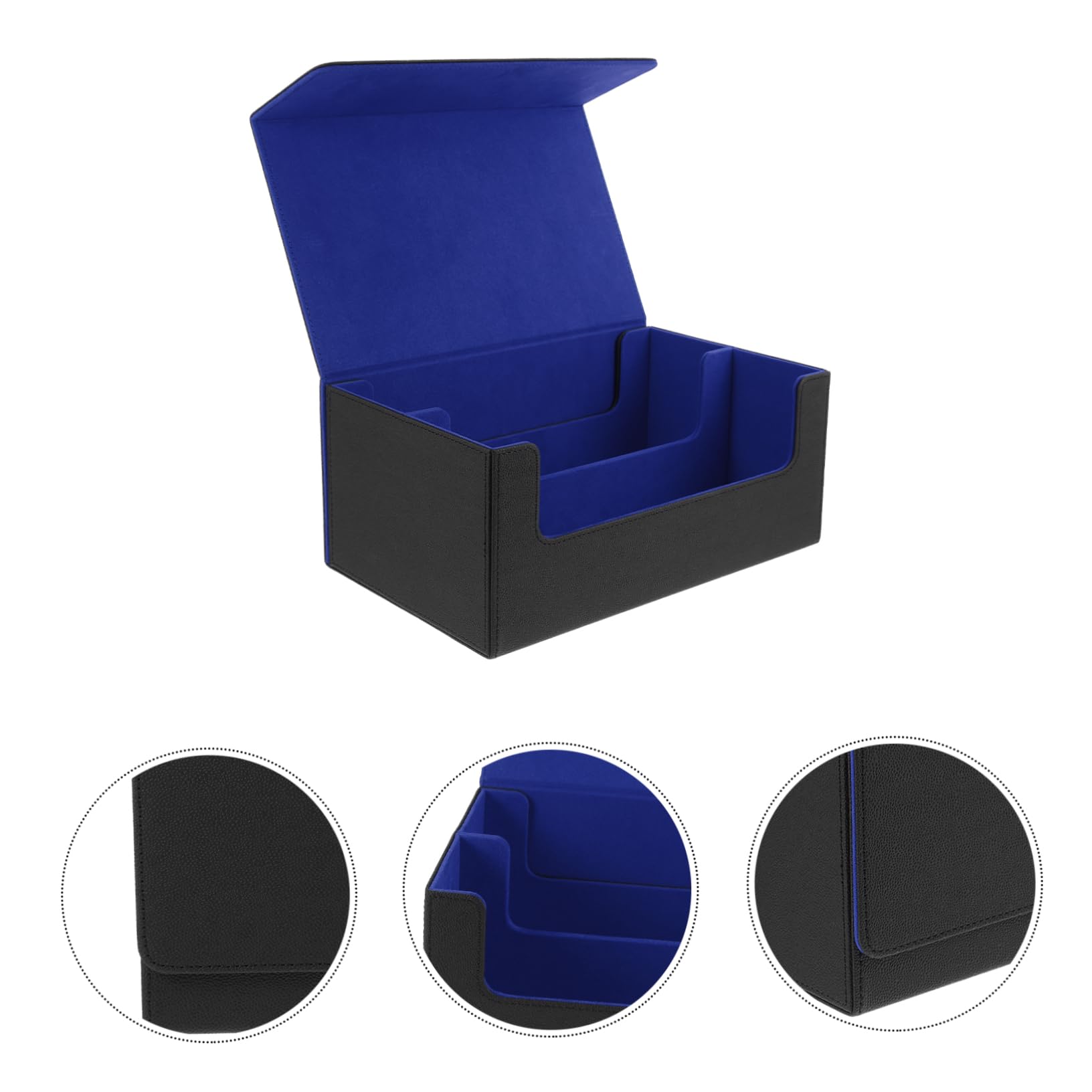 ibasenice Boîte de Rangement Magnétique pour Cartes à Collectionner Bleu Pu | Finition Résistante, Usage pour Cartes de Jeu et Petits Objets, Design Luxueux