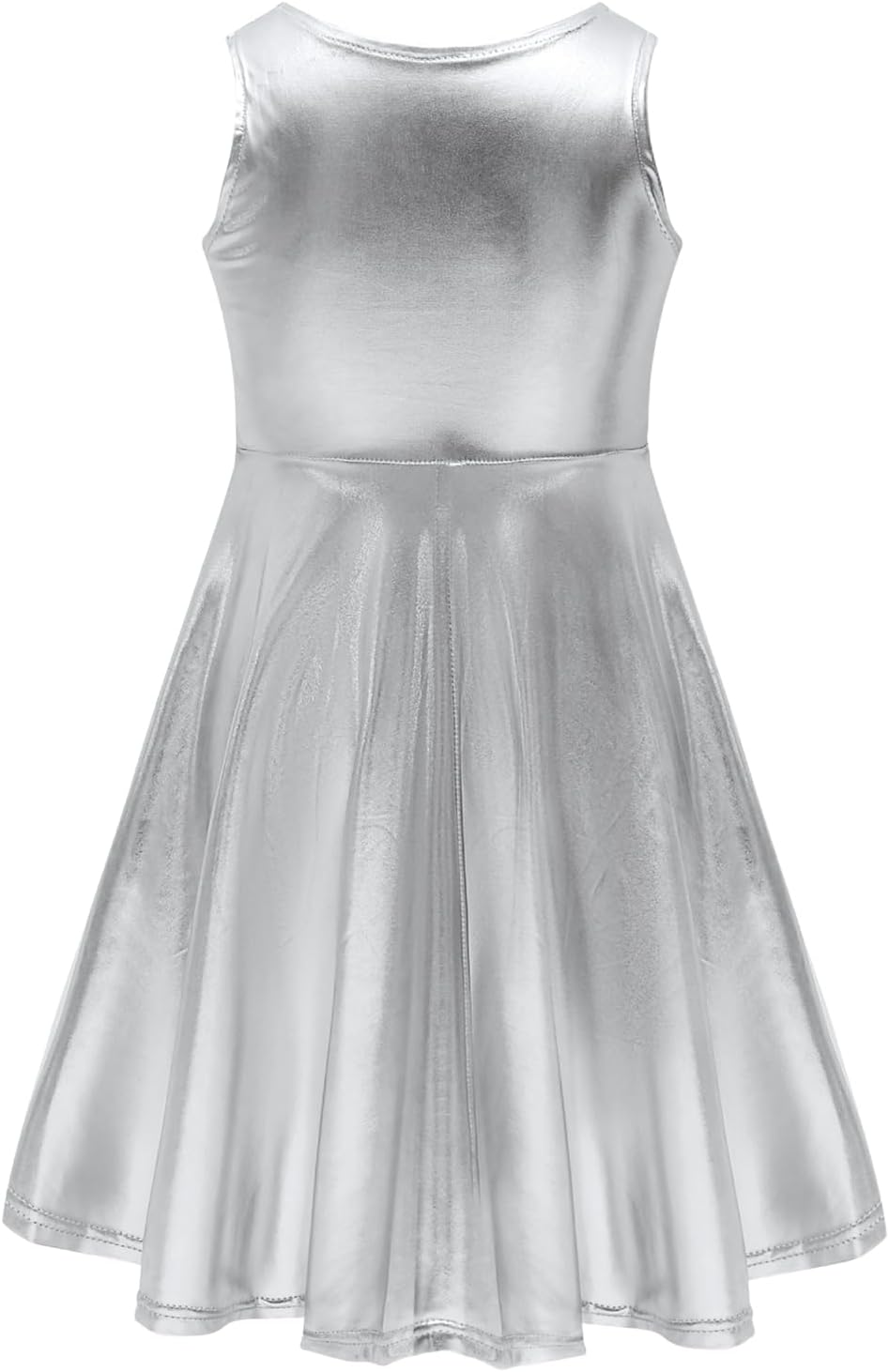 Girls Metallic Dress Kids Sparkly Shiny Dresses Twirl Swing Dresses - Image 2