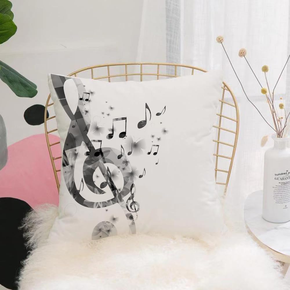 Hyosxw Musical Decoration, Music With G Key Monochr - A8 Cushion Cover,Throw Pillow Case Home Decorative For Living Room Bedroom Sofa Chair 18X18 Inch,Musical Decoration, Music With G Key Monochrome Key Instrument,Pillowcase 45X45cm