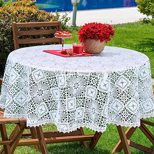 Nappe ronde en vinyle de cuisine pour table de salle à manger blanche 140 cm