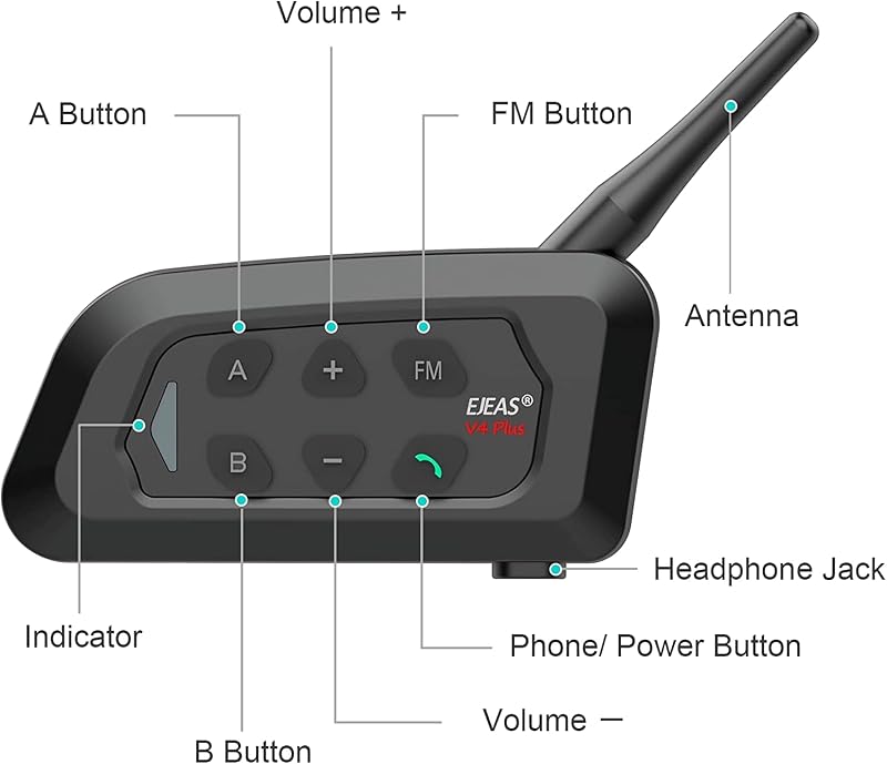 EJEAS V4C Plus Profi Futball Bíró Bluetooth Headset 1200M 4 Személyes Teljes Duplex Kommunikáció