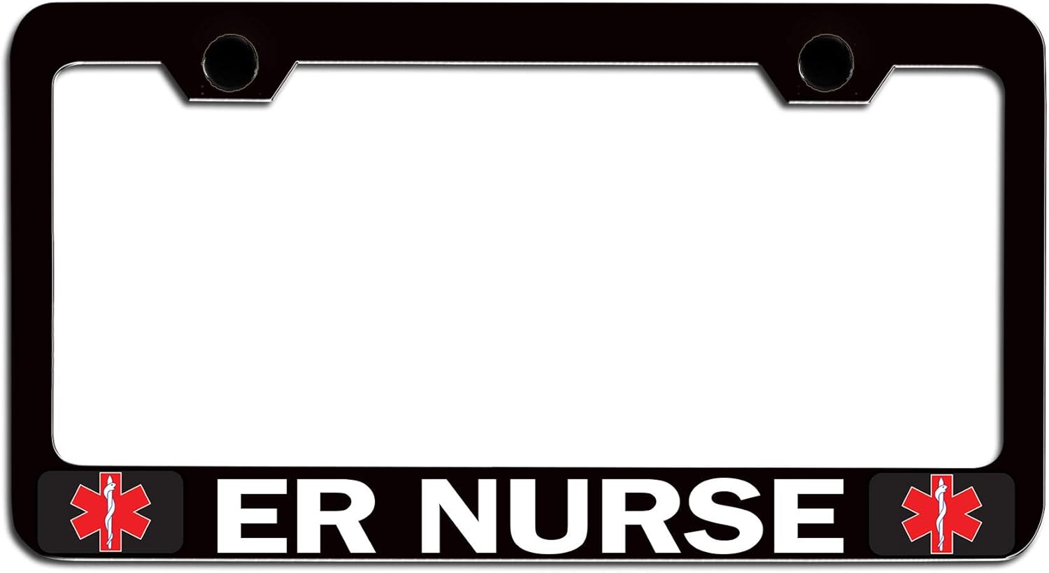 ER Nurse Paramedic Doctor Nurse Black Steel Auto SUV License Plate Frame License Tag Holder, B22