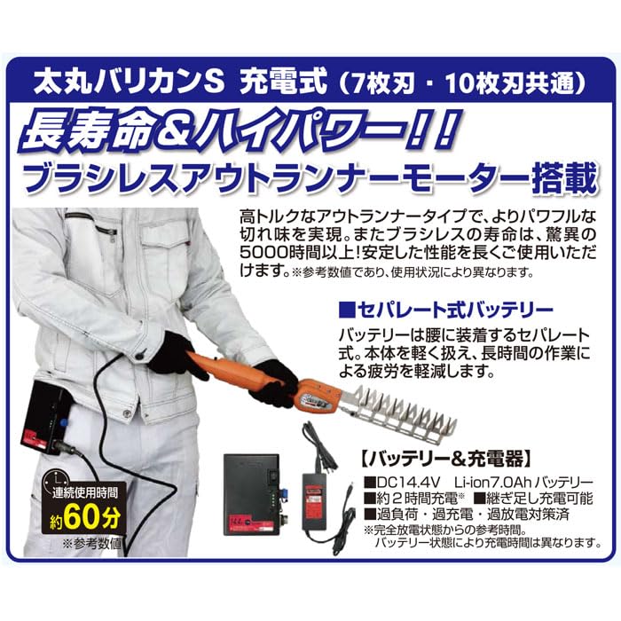 ニシガキ 太丸バリカン充電式2.1M N-972 バッテリ・充電器付 大型製品 。 ニシガキ工業株式会社 &frasl; 太丸バリカン充電式 2.1M（バッテリー・充電器付）