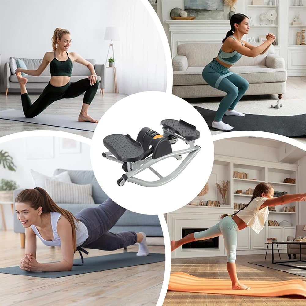 Rock Stepper de lado a lado, mecedora para hacer ejercicio en casa, con pantalla digital, máquina de entrenamiento para piernas y glúteos, mini The Rock Stepper para el hogar, apartamento, oficina