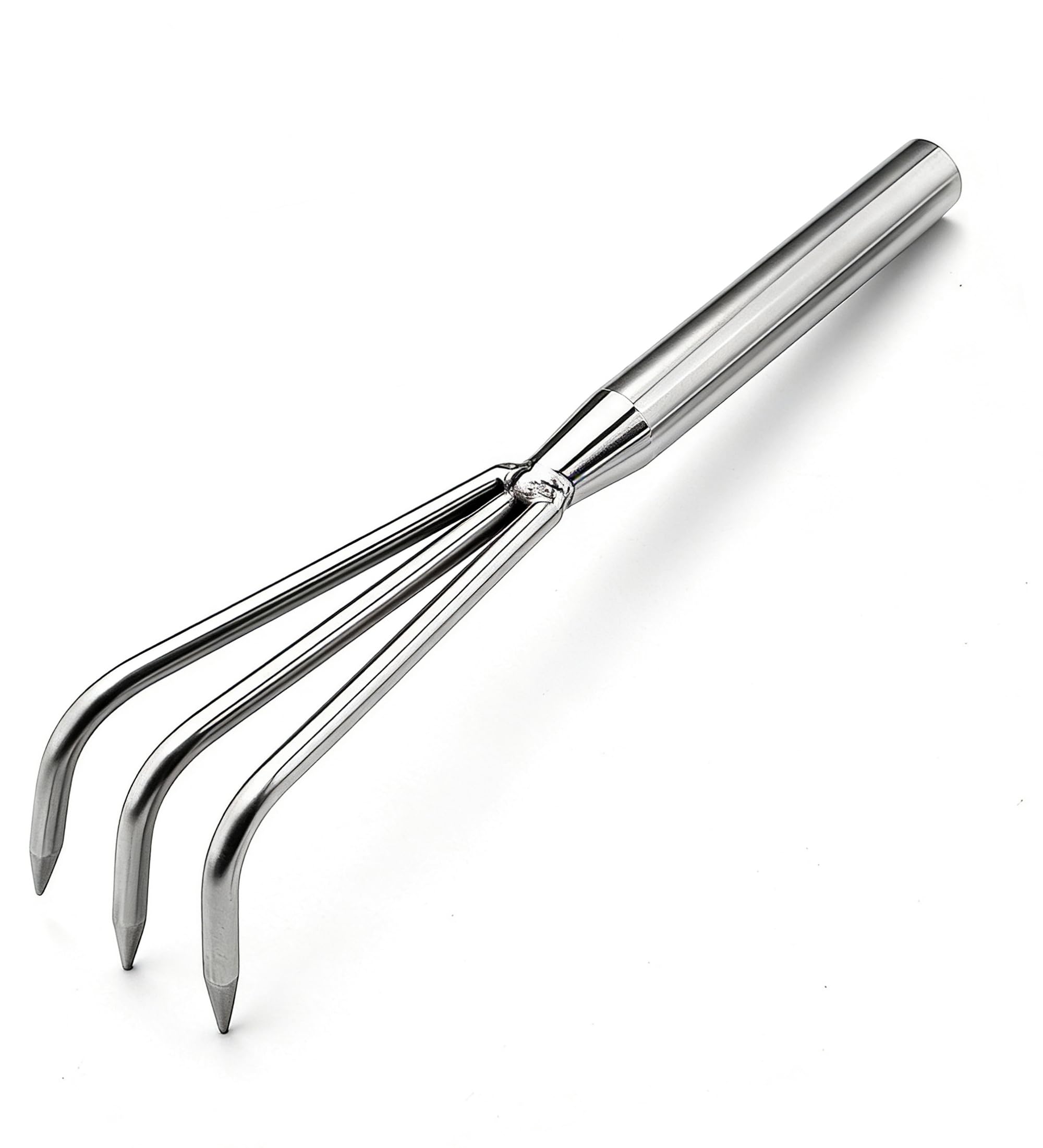 Garden Rake With 3-Claw for Loosening Soil in Flower Bed (Silver)