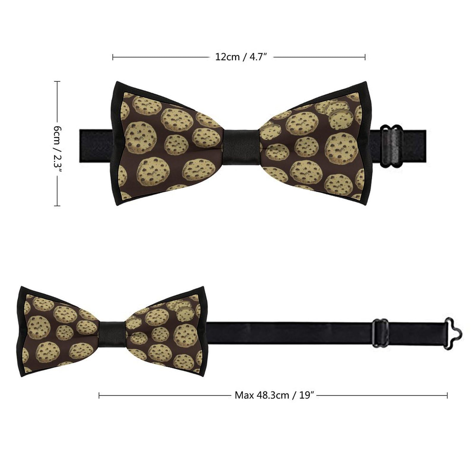 GoasNei Food of Cookie Pattern Bow Tie for Men Adjustable Necktie Funny Tie Neck Ties for Weddings Party