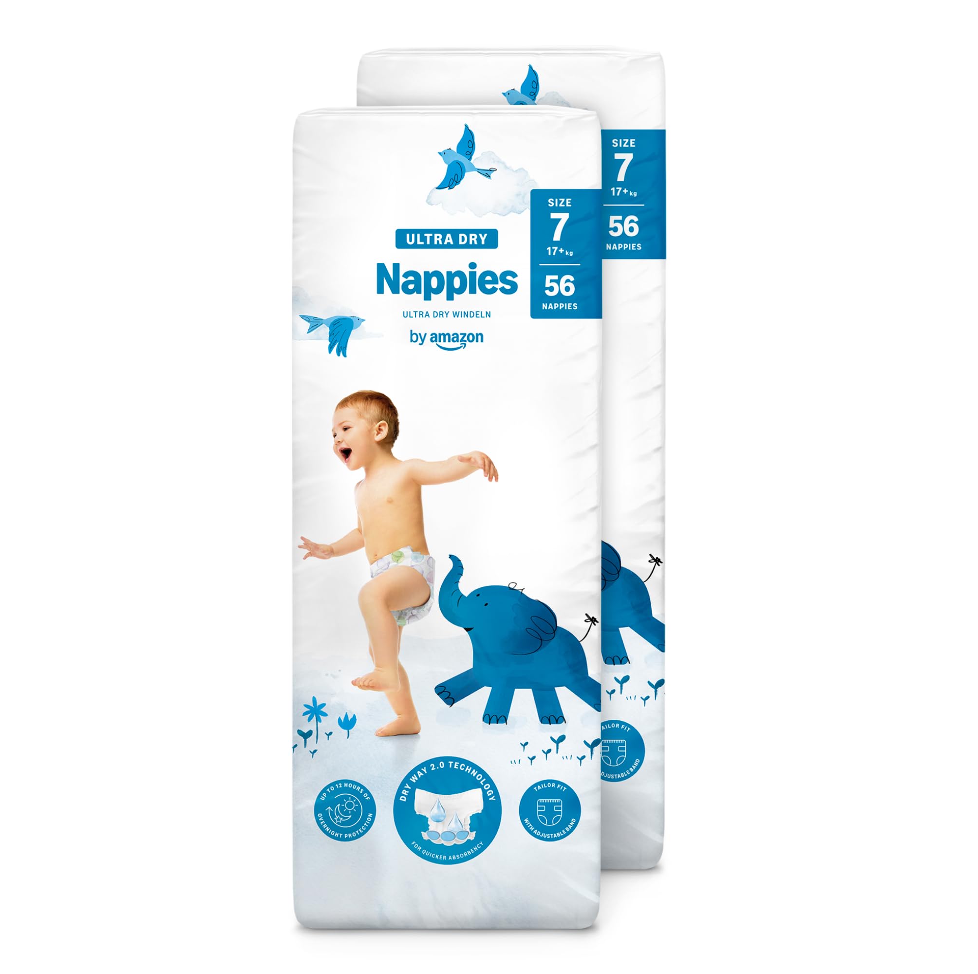 by Amazon - 112 Ultra Dry Nappies - Taglia 7 (oltre 17kg) (Stesso Prodotto Commercializzato in Precedenza con il Marchio Mama Bear)