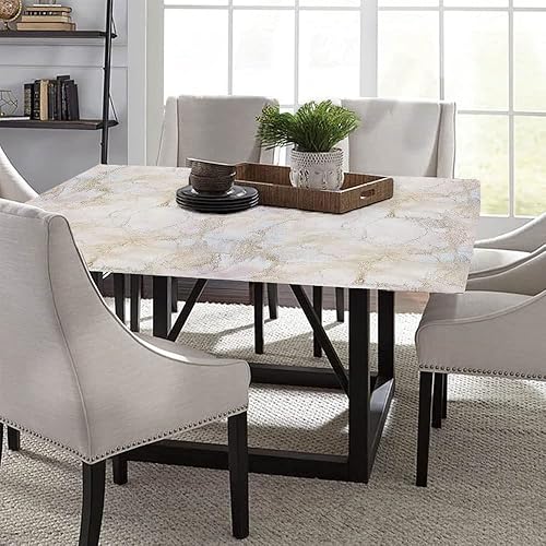 Miniatura 28 de Mantel cuadrado de mármol, patrón de granito natural con efectos de rastro de manchas nubladas, imagen de mármol, borde elástico, adecuado para Gris