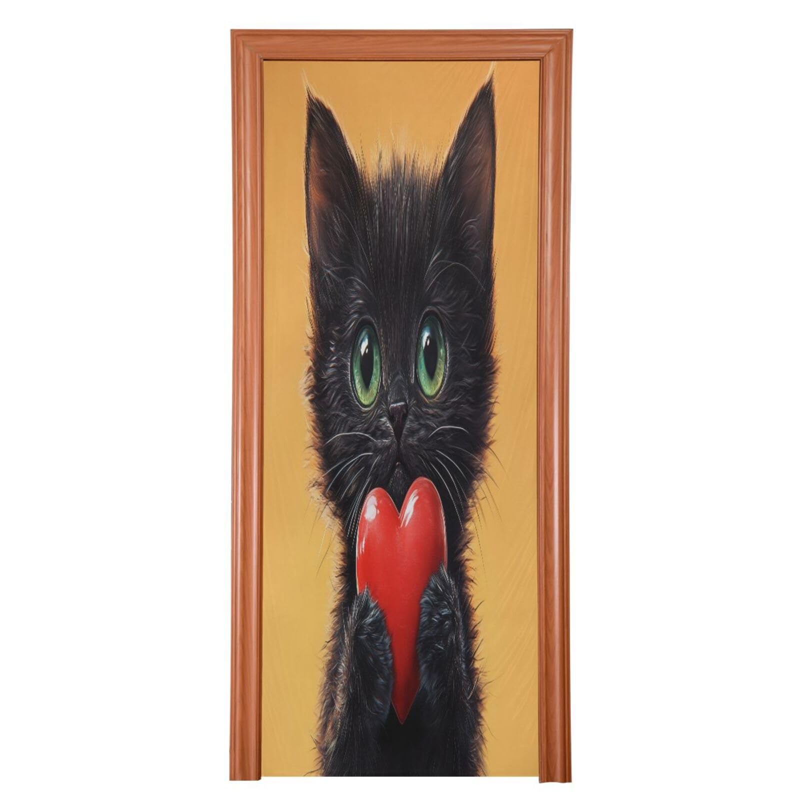FLildon Loving Black Cat Door Cover Decoration, Party Accessory Porch Decor for Festive Ornament Room Door Covers 32 x 79 Inch