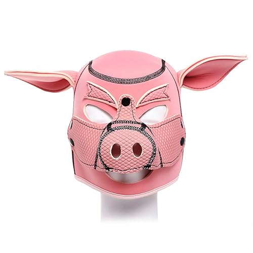 QUYUWOWO Piggy Mask Full Head Mask Neoprene Animal Head Mask Costume Pig Head Masks - Pink