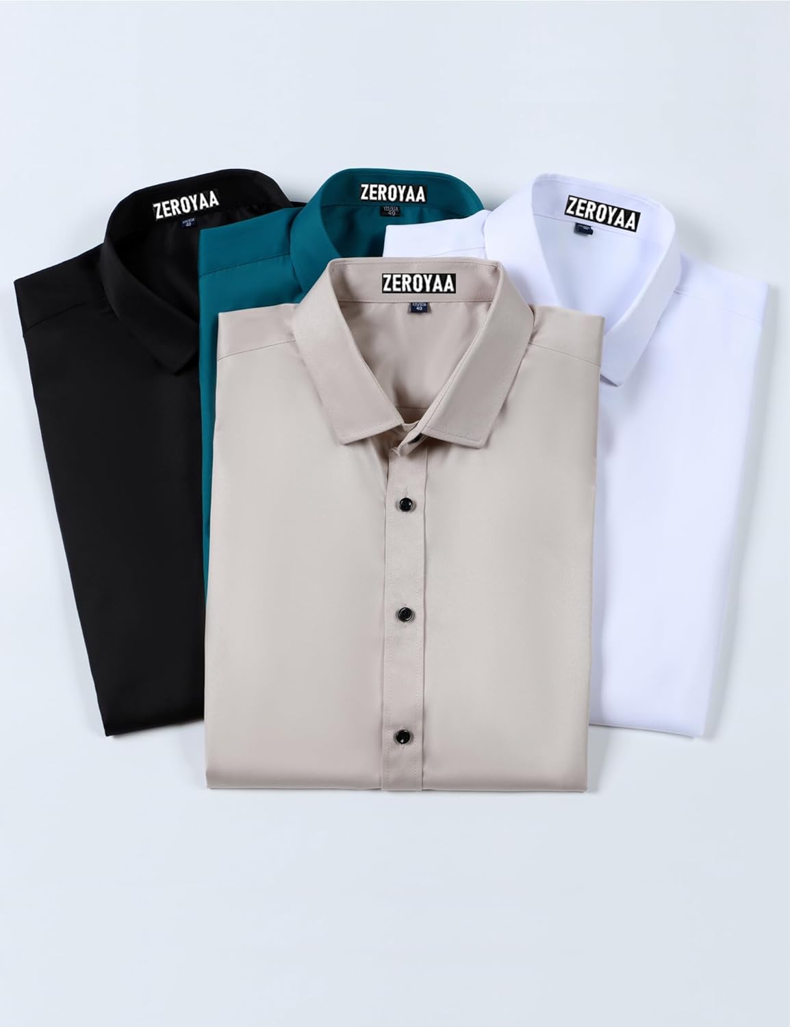 ZEROYAA Men's Short Sleeve Dress Shirt Casual Wrinkle Free Stretch Modern Slim Fit Button Down Shirts - Image 5