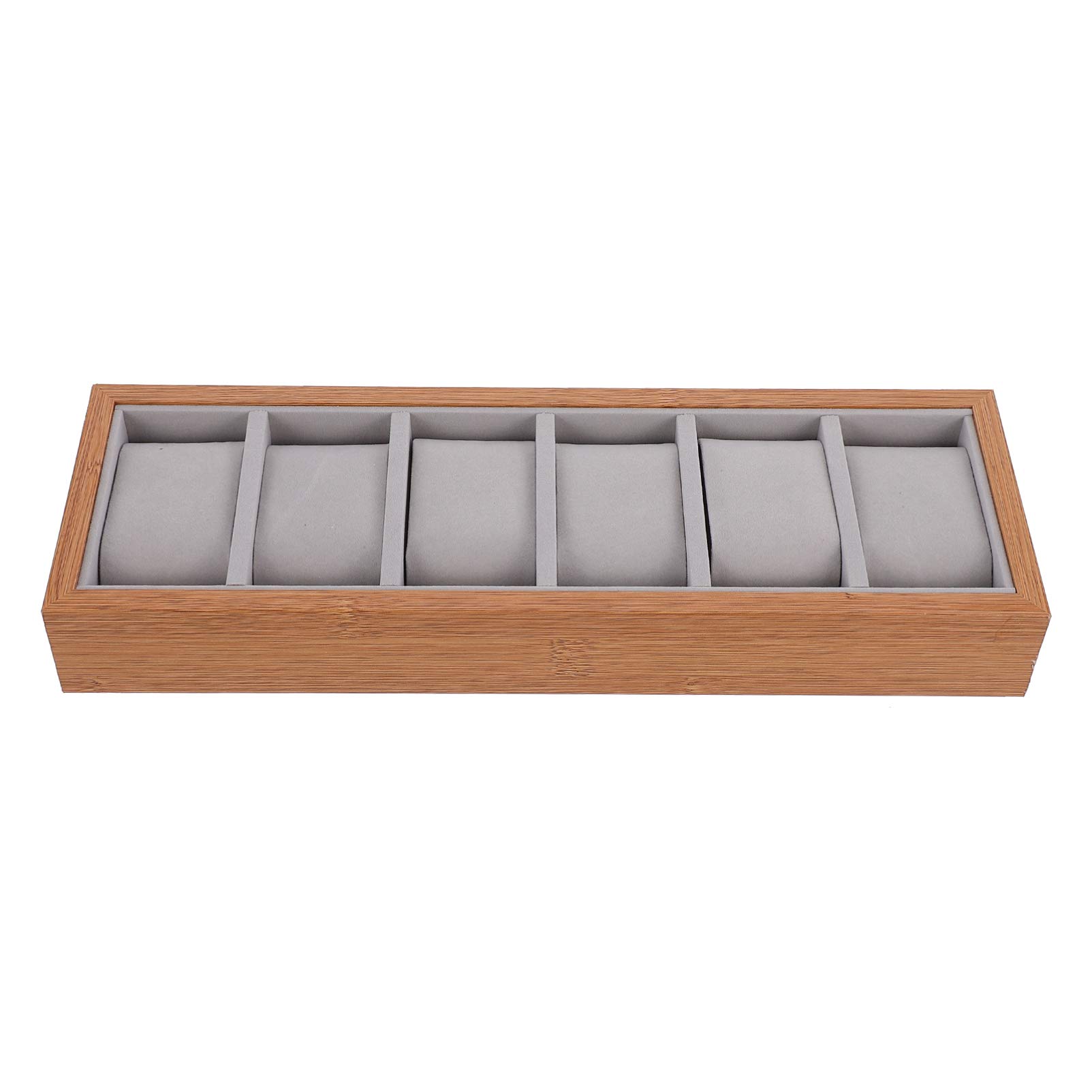 Muiltvoe Jewelry Necklace Organizer Watch Box Wooden Watch Display Case 6 Slots Watch Tray Bangle Bracelet Jewelry Display Case For Men And Women Decor Tray