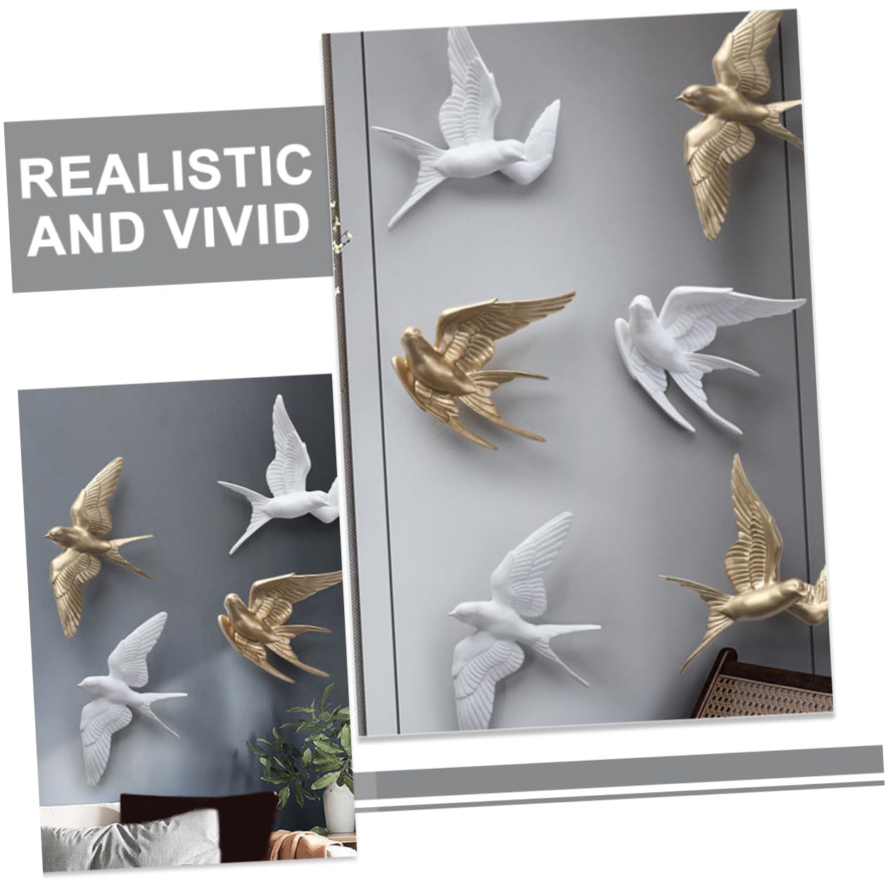 GOOHOCHY Decorazione da Parete con Sagoma 3d Nordica Oro in Resina, 2 Pezzi