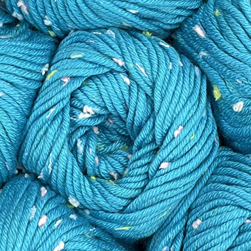 Tweed Twinkles Soft Acrylic Hypoallergenic Yarn with Flecks for Babies 8 skeins, 632 metres/400 Grams, Light Worsted, DK #3 (Cyan Blue)
