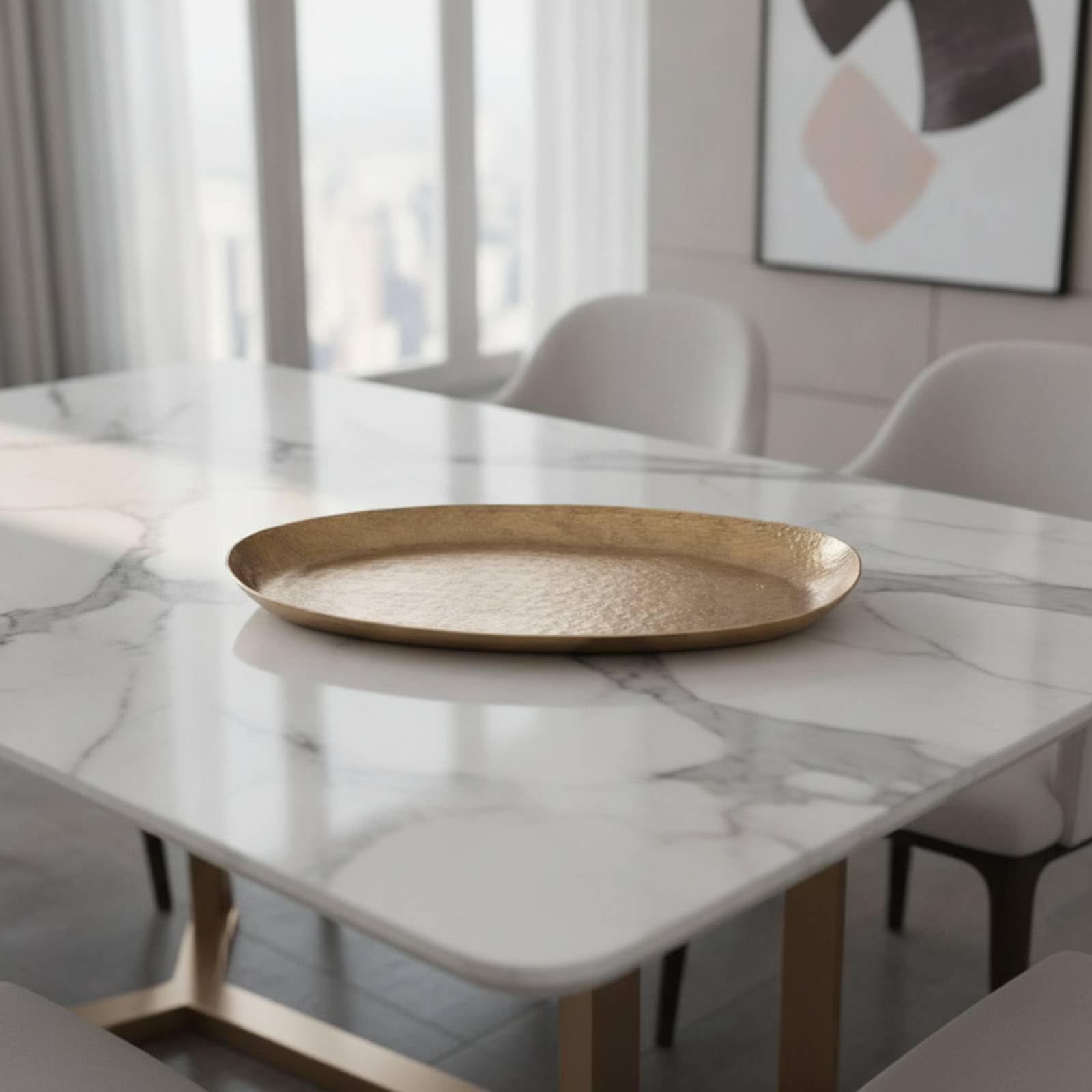 Vassoio Portafrutta in Alluminio Martellato Portafrutta Stile Antico Vassoio Decorativo per Tavolino da Caffè, 33 19 H2.5cm, E款 Nero Medio
