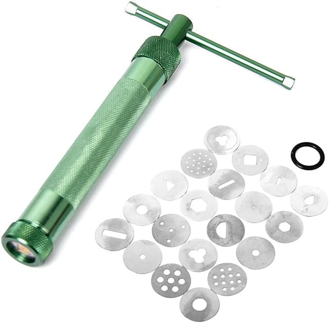 NUOLUX Clay Extruder Gun with 20 Interchangeable Discs (Green)