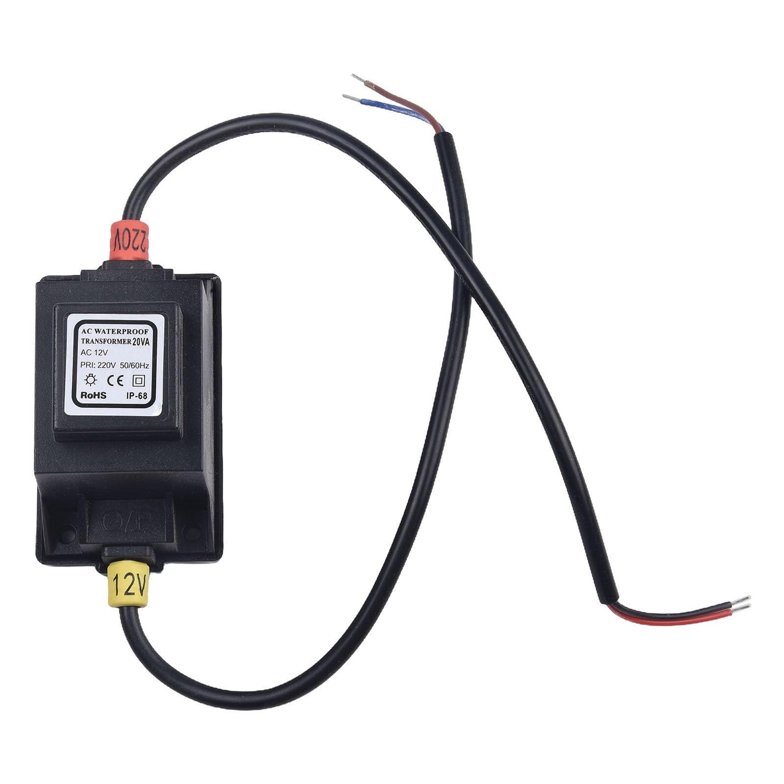 EasyByMall LED Trafo 12V AC/AC Netzteil IP67 Wasserdicht für Gartenbeleuchtung Außen 5W-80W Eingang 220V Kurzschlussschutz