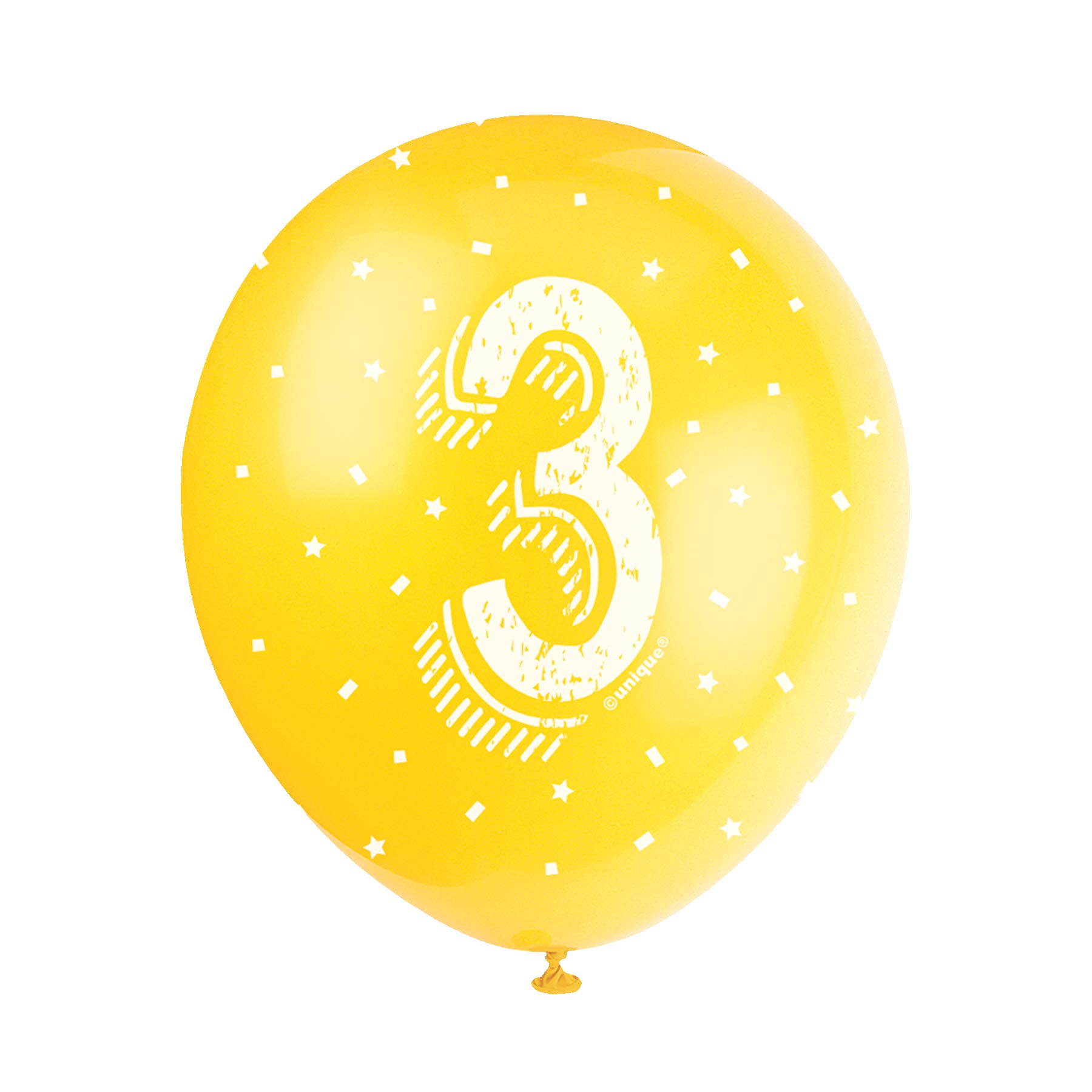 Assorted Color Number 3 Latex Balloons (30cm) Pack of 5 - Perfect for Birthdays & Special Occasions