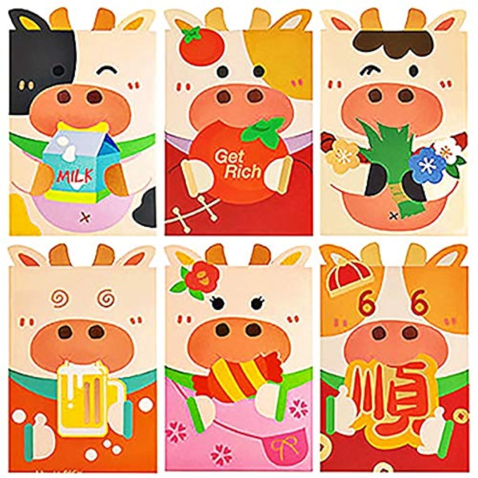 18pcs Lucky Cartoon Red Money Packets for Gifting