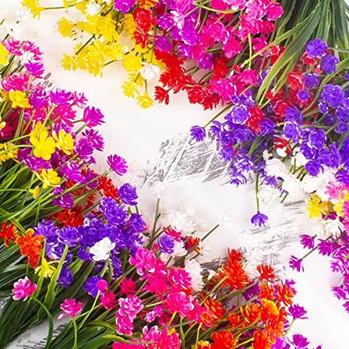 10 Bundles Artificial Flowers Outdoor UV Resistant Fake Flowers Summer Decoration Floral DIY Tables Party Home Greenery Shrubs Plants Home Garden Decor (Mix Colors) image 8