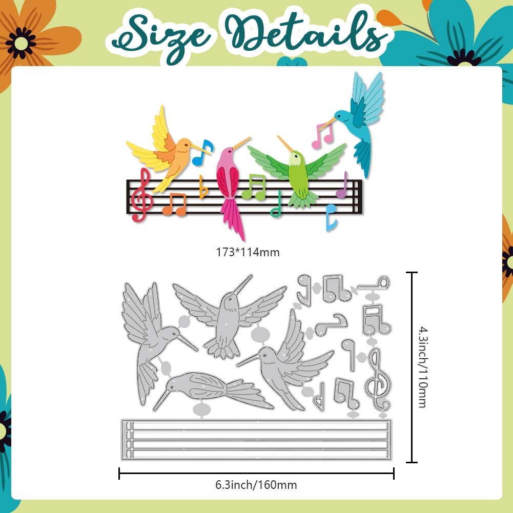 DELORIGIN Singing Hummingbird Dies Cuts Carbon Steel Cutting Dies Card Making Cutting Dies Stencils Template for Embossing Scrapbooking Craft Birthdays Christmas Greeting Card Gift Festival Decor - Image 2