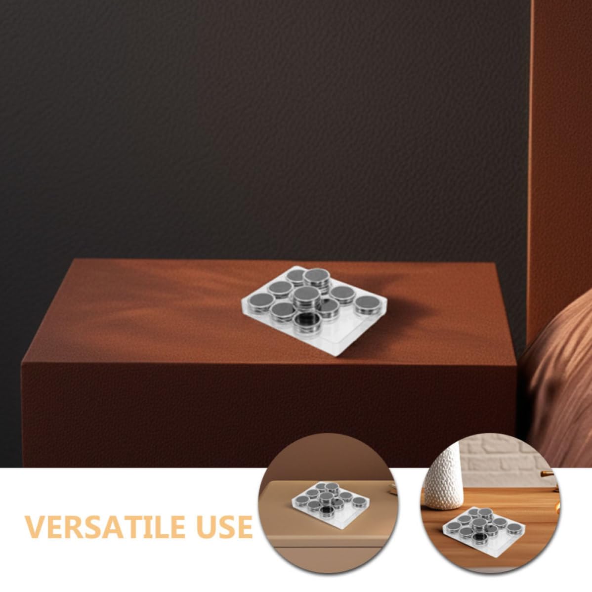 Operitacx 6 Set Scatola Rotonda in Acrilico Coperchio per Pietre Sfuse Nere | Custodia Trasparente, Interno in Schiuma Morbida, Uso Domestico e Vetrina per Negozi, Adatta anche Monete