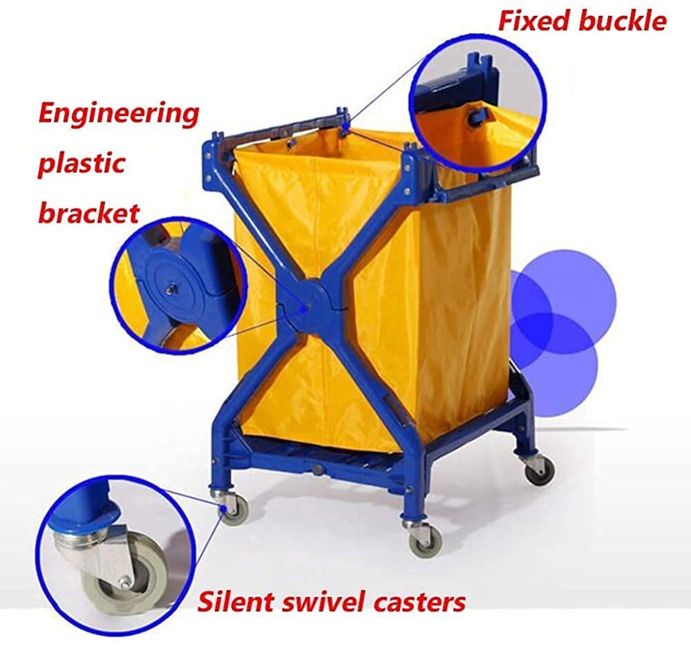 DFEDHF Movable Trolleys Laundry Trolley with 4Ers Hotel Collection Service Cart Laundry Room Folding Hand Push Work Cleaning Trolly