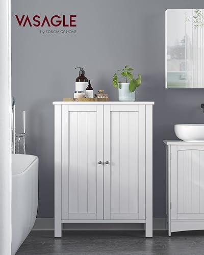 Miniatura 2 de SONGMICS UBCB60W - Armario de baño con estante ajustable de doble puerta color blanco