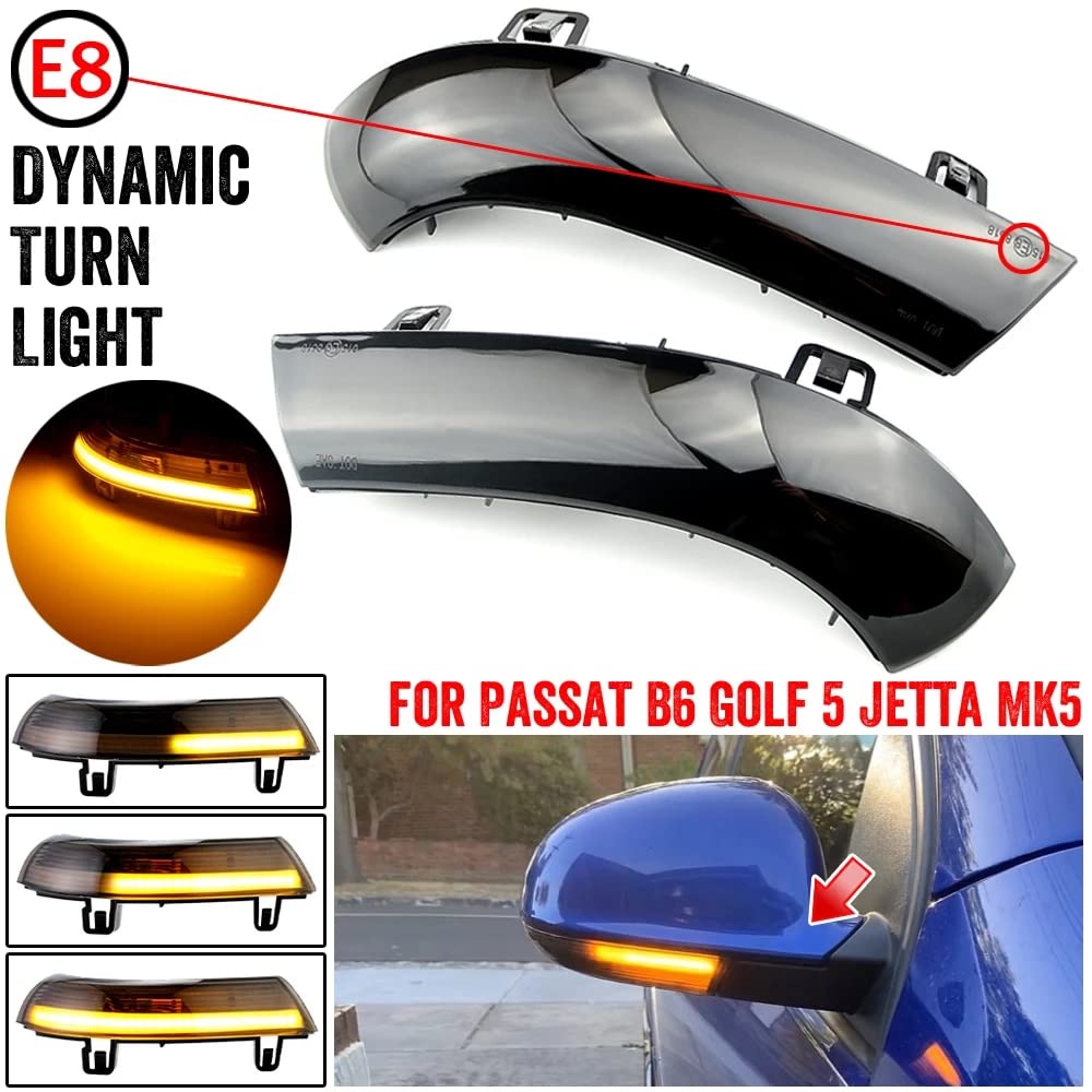 dinamiche indicatori di direzione una coppia specchio luci led per Golf 5 GTI Jetta Passat B6 Sharan Superb (Giallo (nero))