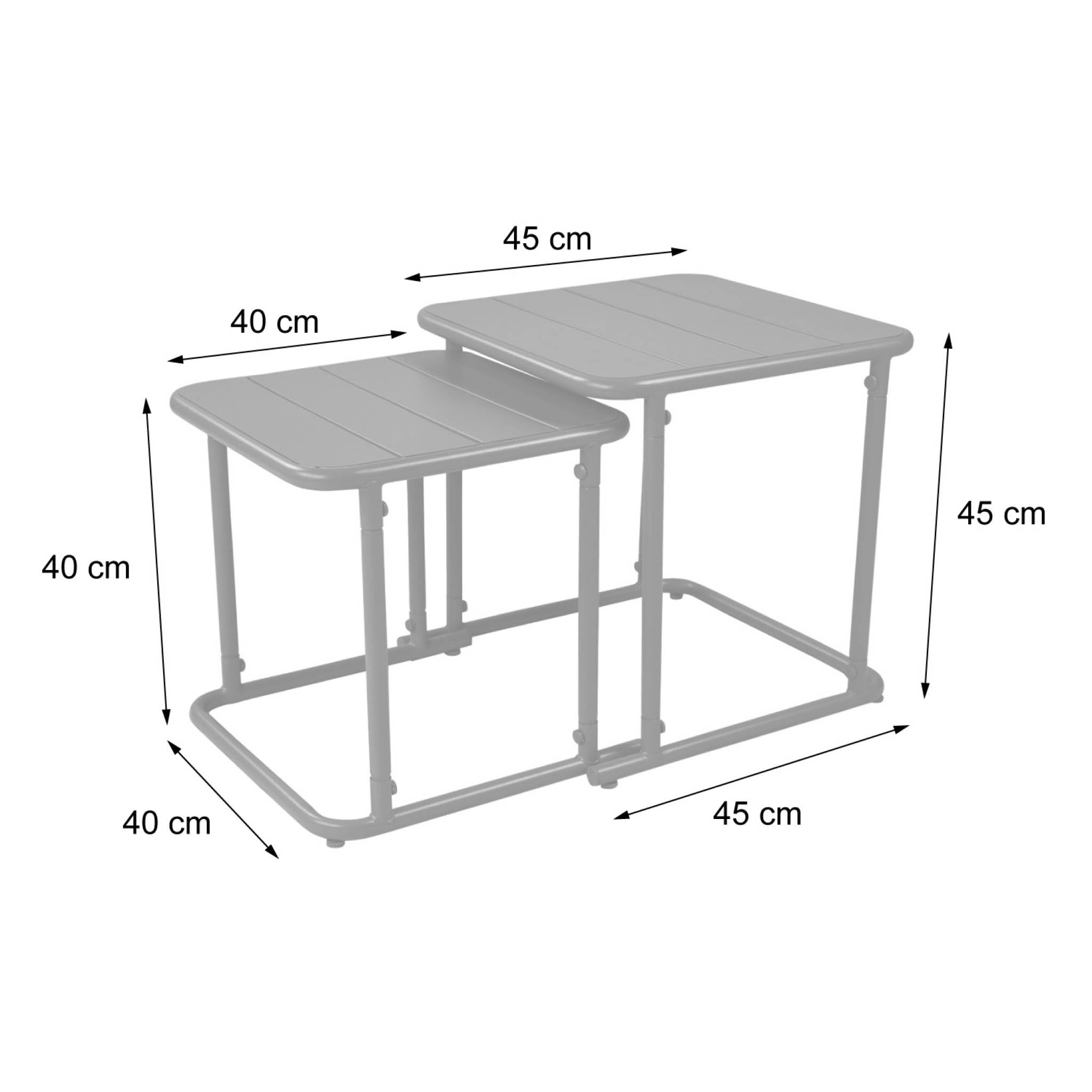sweeek - Table gigogne extérieure carrée en acier 45cm kaki - Amélia