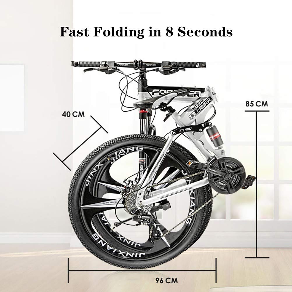 Pliable Vélos de Montagne,26Inch 21 Vitesses Léger Adulte Folding Bike avec Double Frein à Disque,Cadre en Acier Carbone VTT Vélos pour Homme et Femme