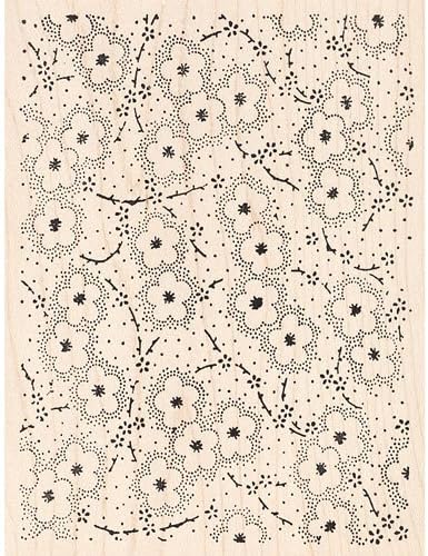 Asian Cherry Blossoms Collage Background Rubber Stamp