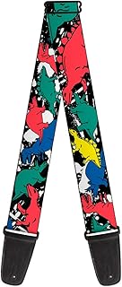 Buckle-Down Guitar Strap Dinosaurs Paint Splatter Black White Multi Color 2 Inches Wide (GS-W30416)