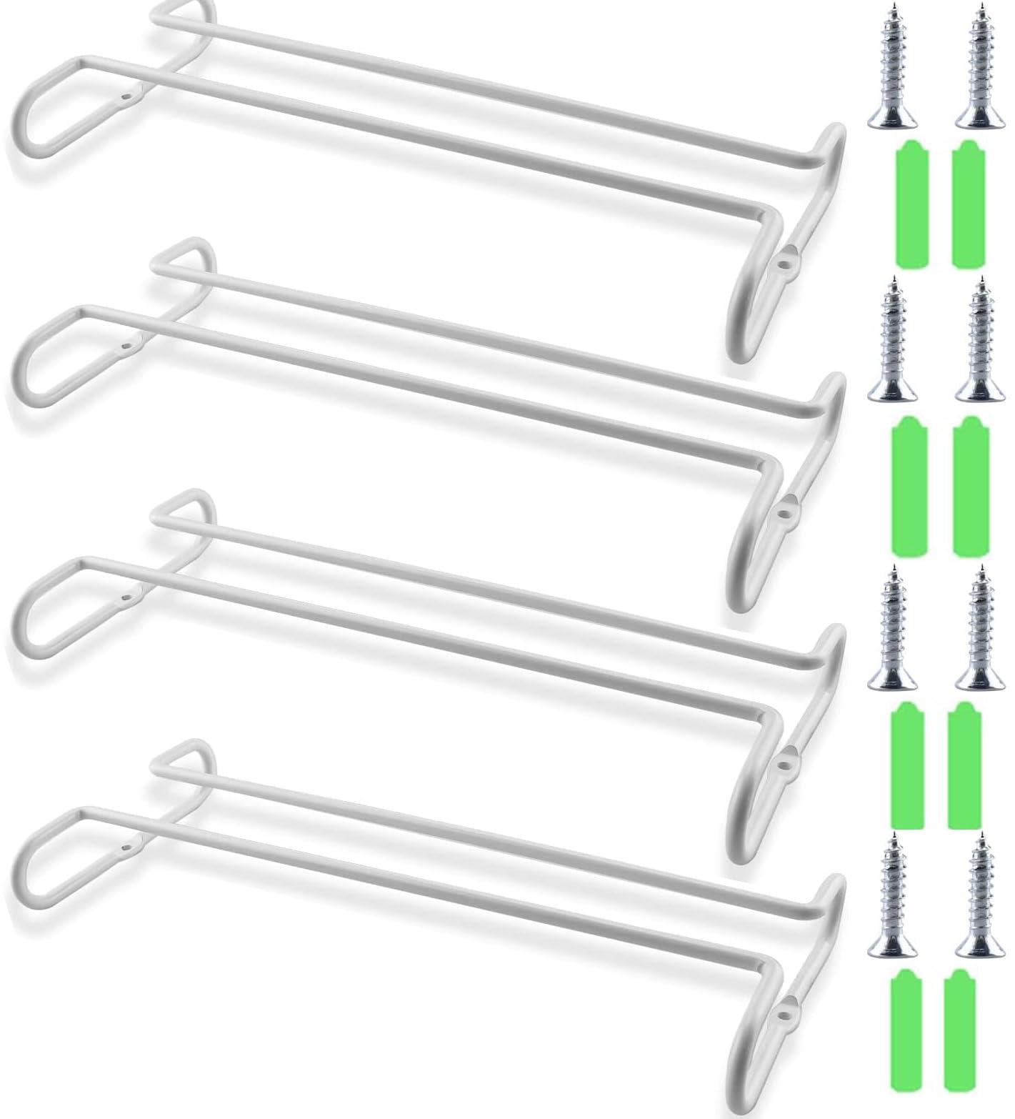 Lostwry 4 Piezas Estantes para Copas de Vino, Estante Debajo del Gabinete, Soporte para Vasos, Soporte para Copas de Vino Colgador de Almacenamiento para Gabinete, Barra de Cocina, Blanca