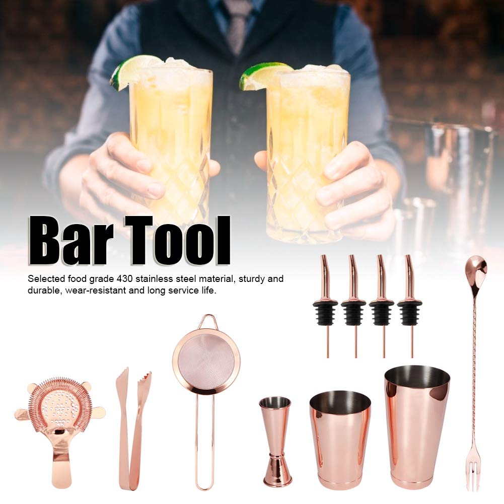 Juego De Coctelera De 11 Piezas, Juego De Coctelera, Juego De Herramientas De Coctelera Profesional De Acero Inoxidable Multifunción Juego Completo De Herramientas(Rose Gold)