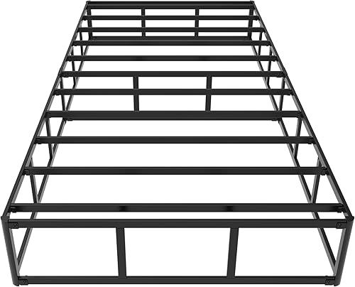 Miniatura 8 de Somier individual XL de 9 pulgadas, base de cama de metal resistente con funda de tela, base de colchón, fácil montaje, sin ruido, color negro