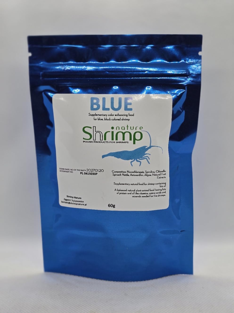 Shrimp Nature Blue | 60g - Special food for ornamental shrimps, Blue and Black Colour Enhancement