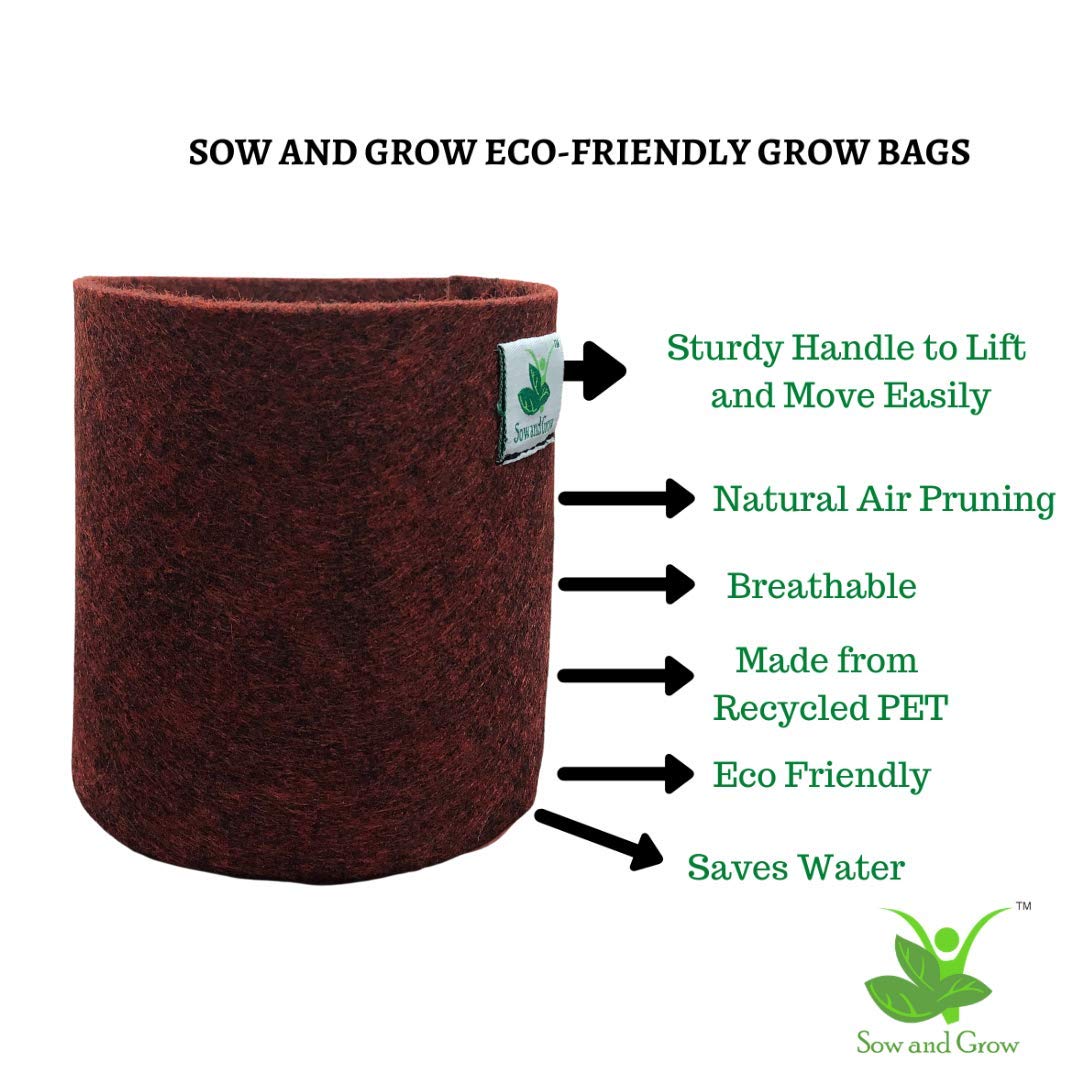 Sow and Grow 6-Pack 5x5 inches Grow Bags Heavy Duty 500GSM Thickened Nonwoven Plant Fabric Pots for Desktop Plants, Succulents, Small Plants || Small Size Without Handles, Multicolor 3