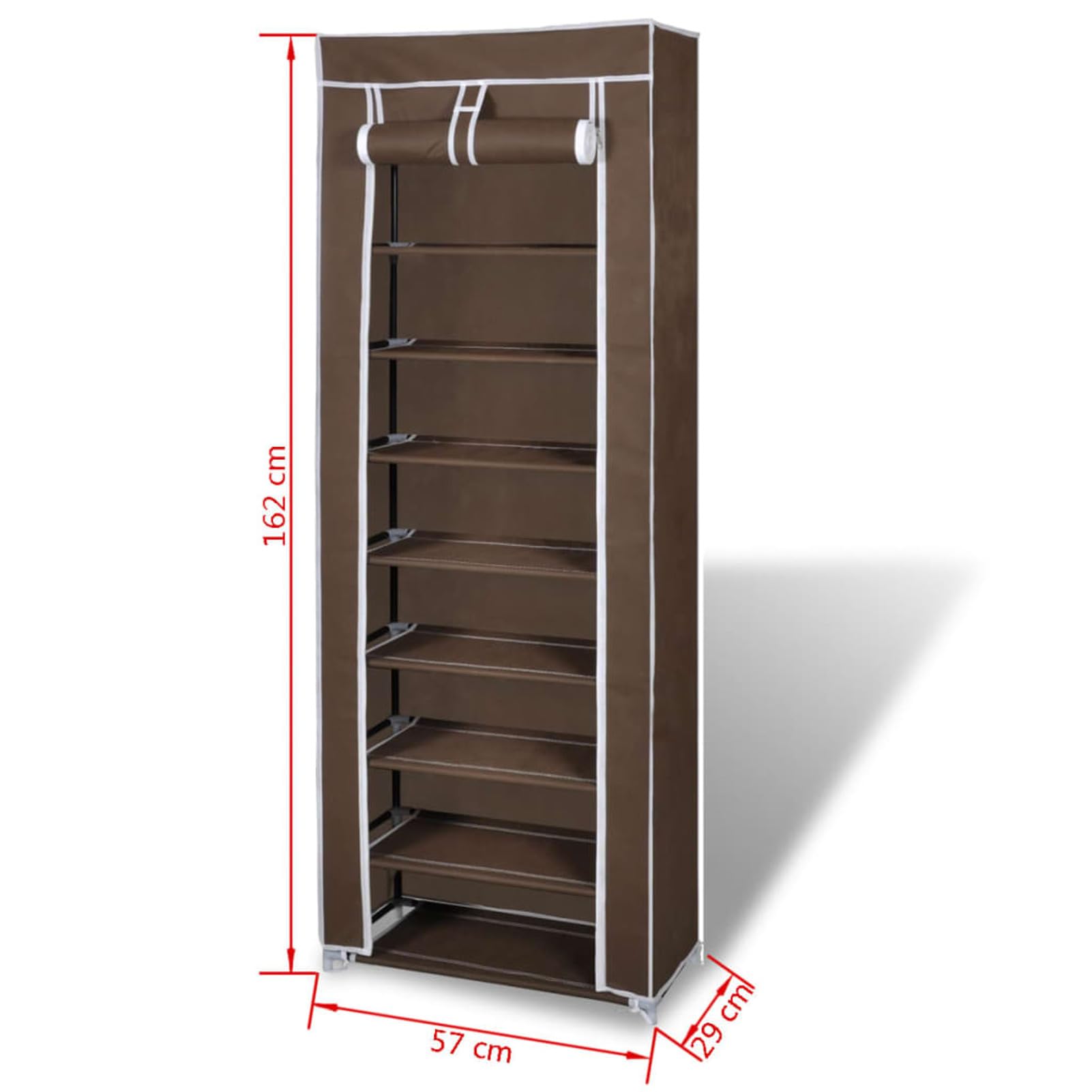 Zapatero de Tela con Cubierta marrón 57x29x162 cm Gabinete Organizador de Almacenamiento de Zapatos de Tela a Prueba de Polvo