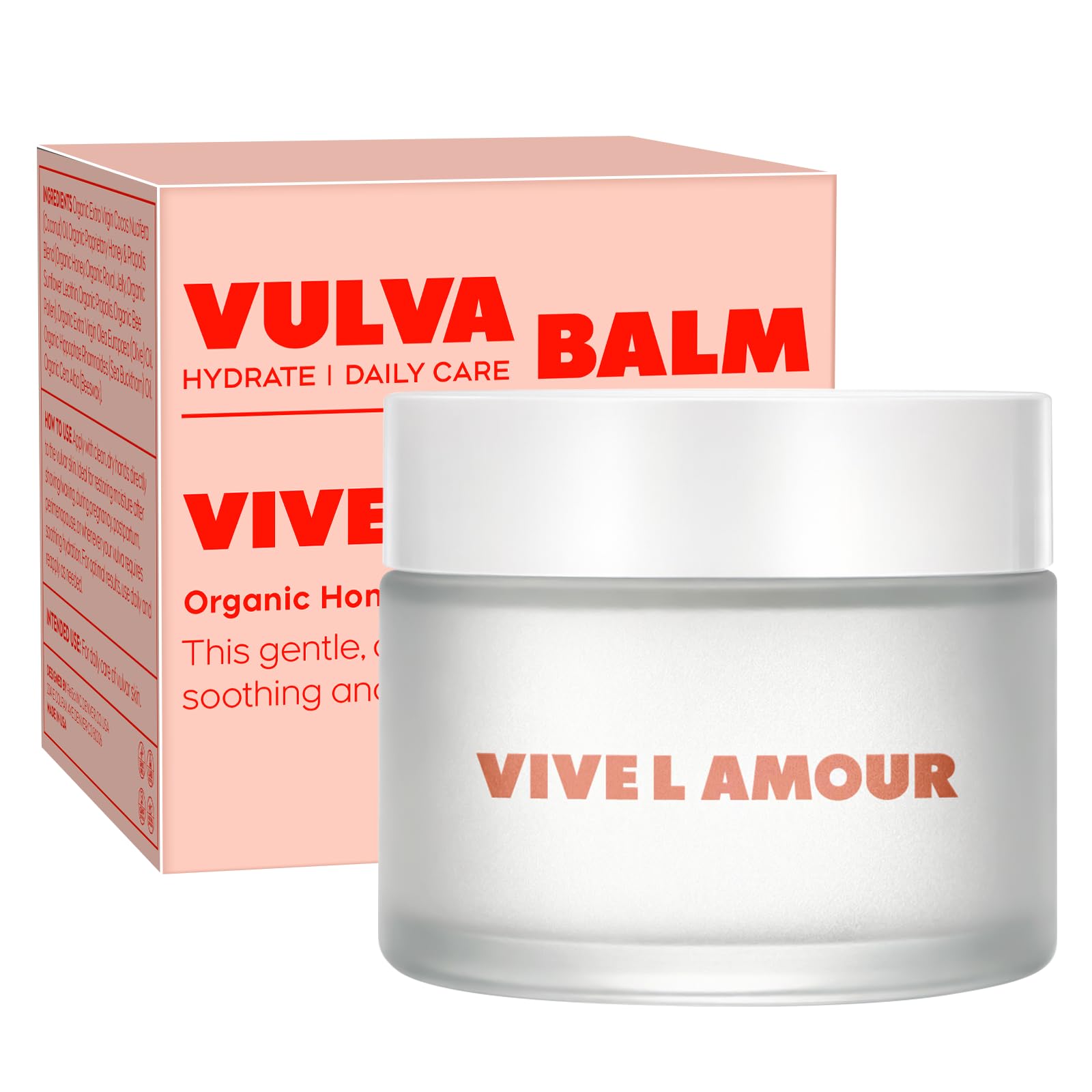 Vive L'Amour Organic Vulva Balm – External Intimate Moisturizing Care for Dry, Sensitive Skin During Menopause & Hormonal Changes – Hormone-Free Comfort Balm – 2 oz