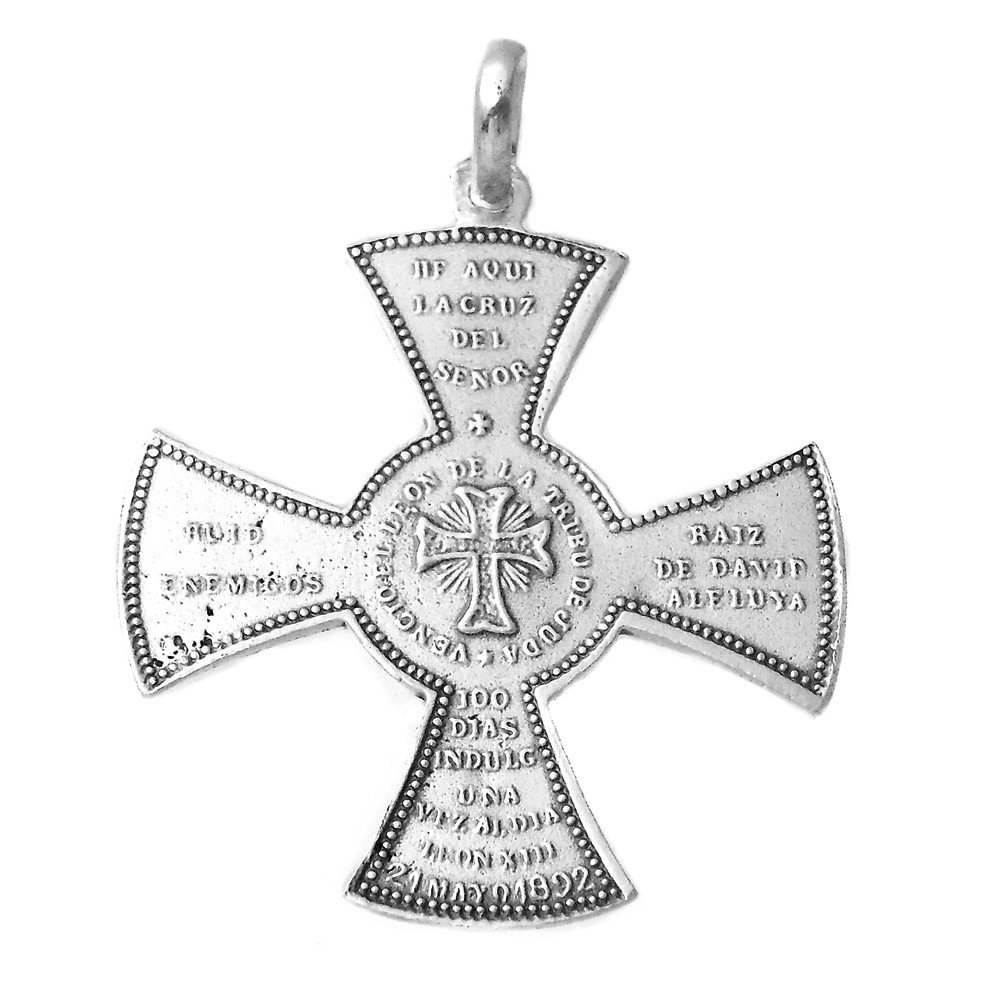 Medalla Plata Ley 925M San Antonio De Padua 33mm. Cruz Aspa Ruega Por Nosotros Unisex Cerco