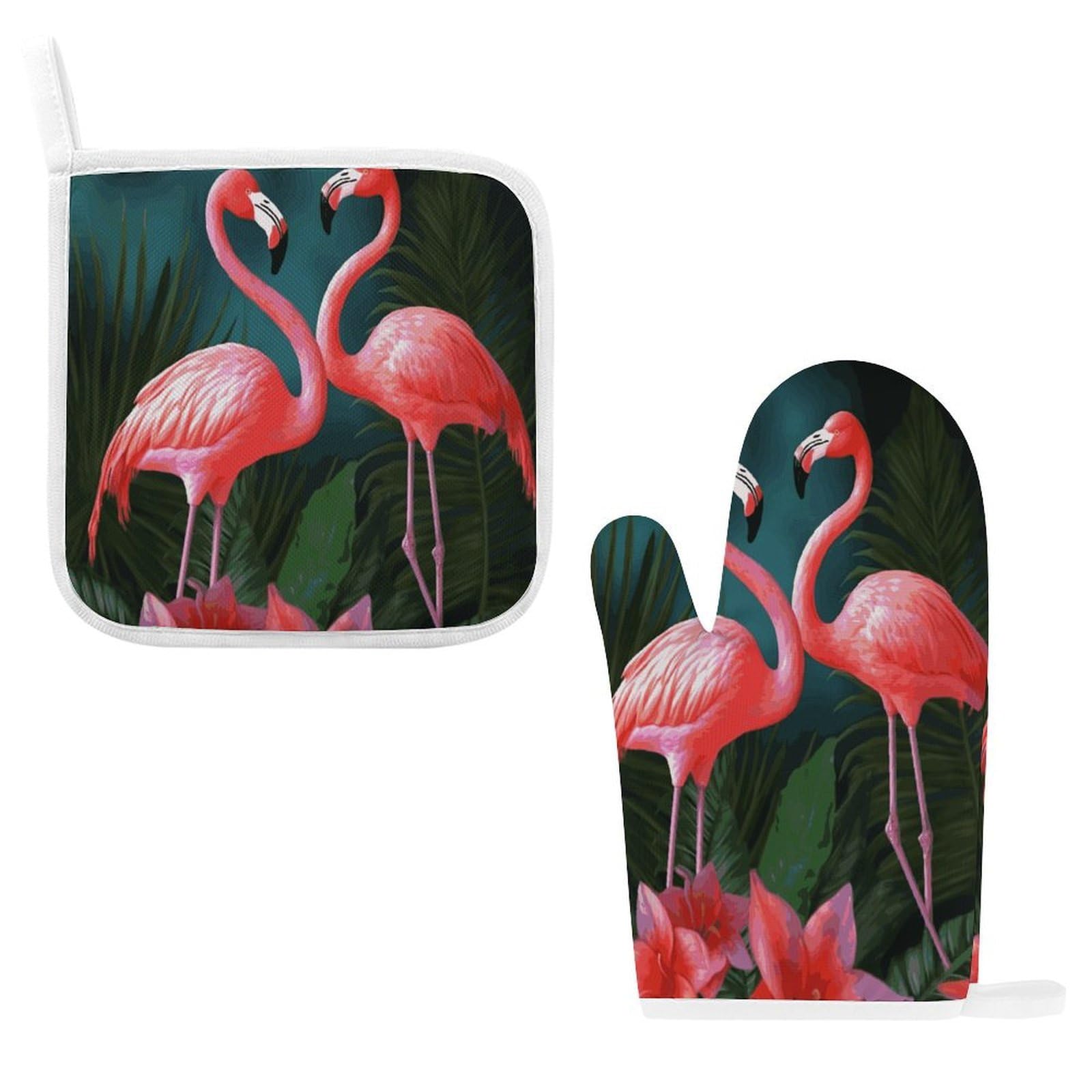 Fodpand Style Flamingo Flowers Oven Mitts And Pot Holders Sets