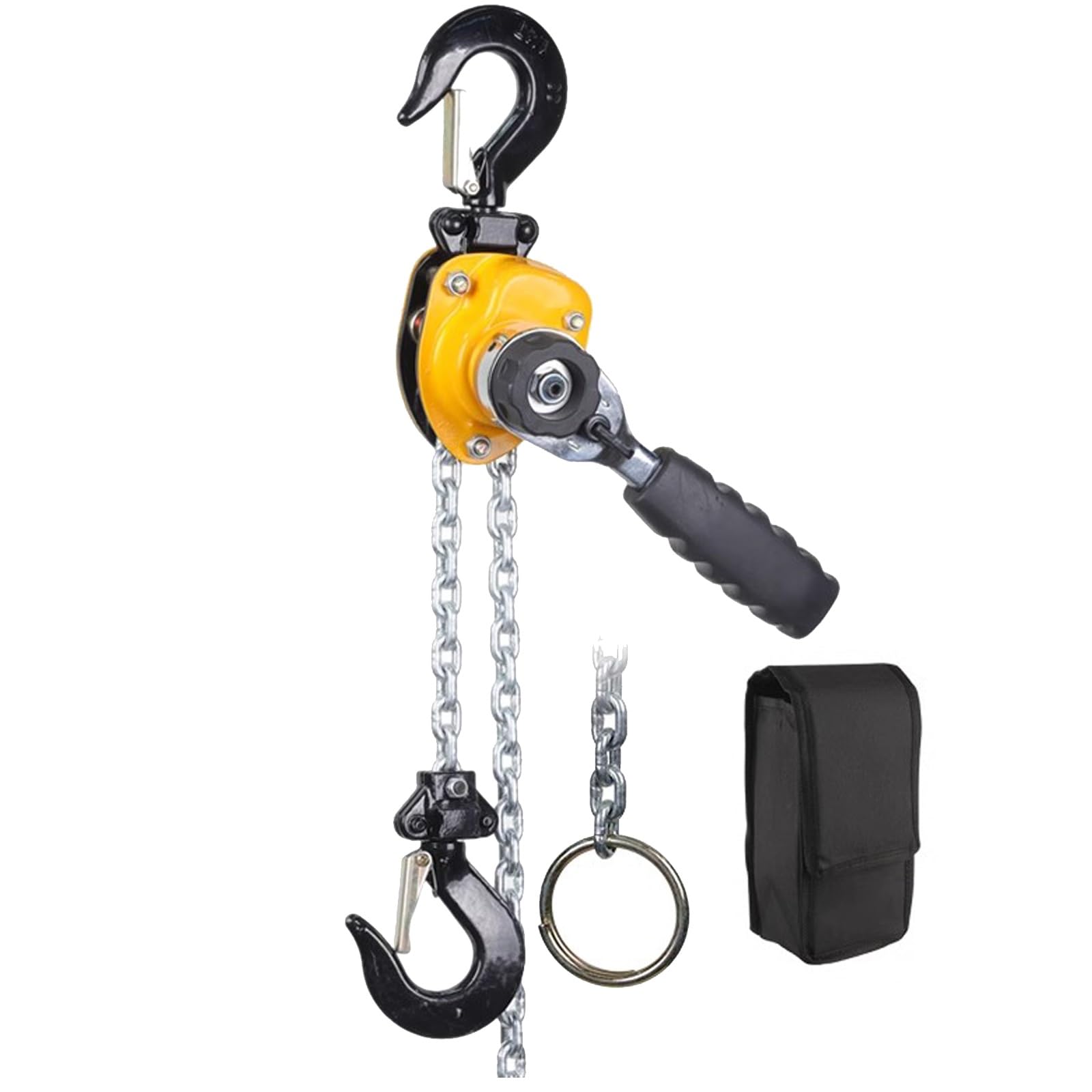 Sollevatore manuale a catena con ganci resistenti e catena G80, mini sollevatore per garage, magazzini, officine automobilistiche, ad alta capacità, facile da usare