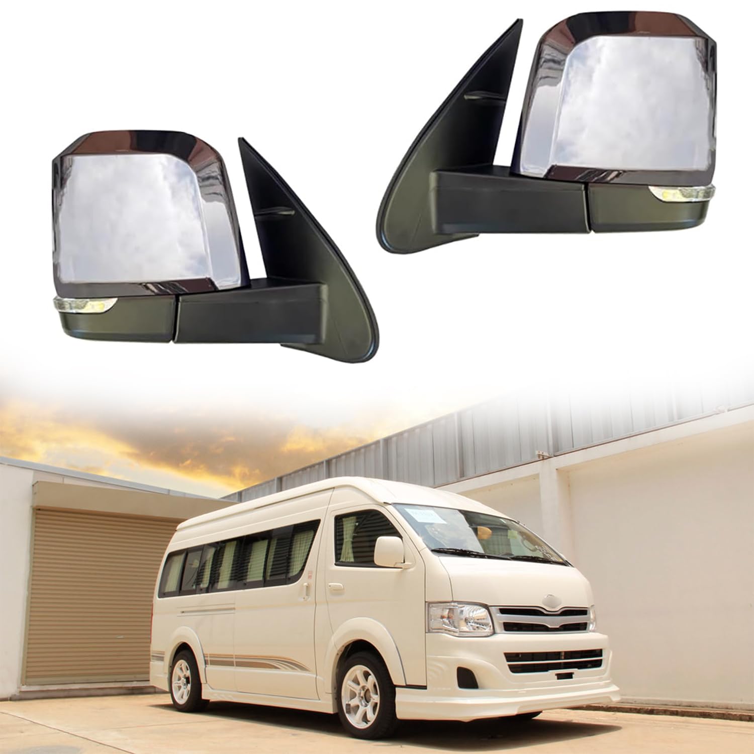 Car Side Mirror Replacement Fit for 2005-2018 Toyota Hiace Bus
