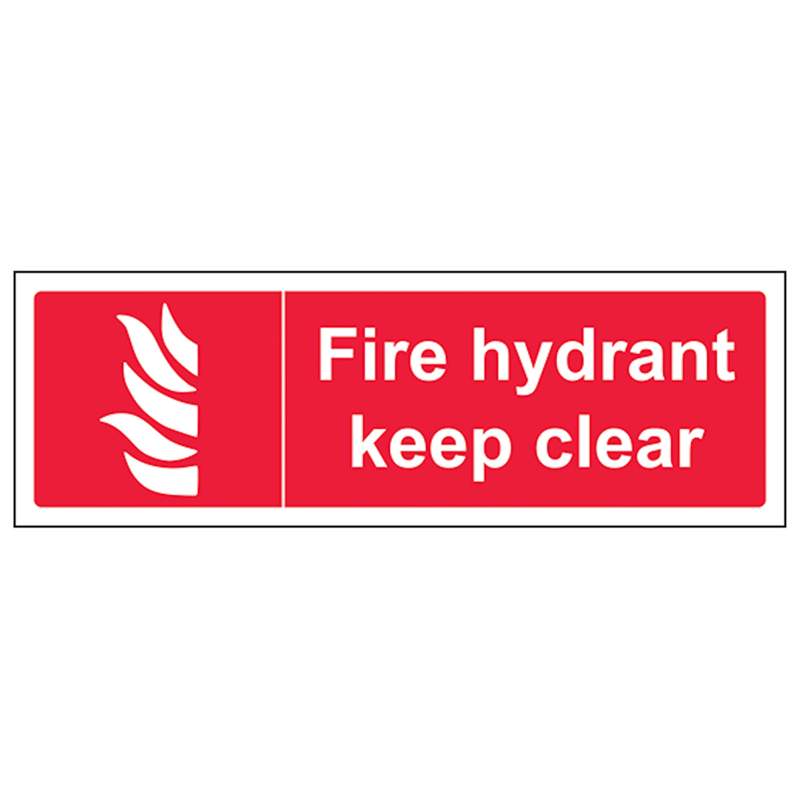 V Safety Fire Hydrant Keep Clear - Landscape 300 x 100 mm - 2mm Super-Tough Rigid Plastic Safety Sign