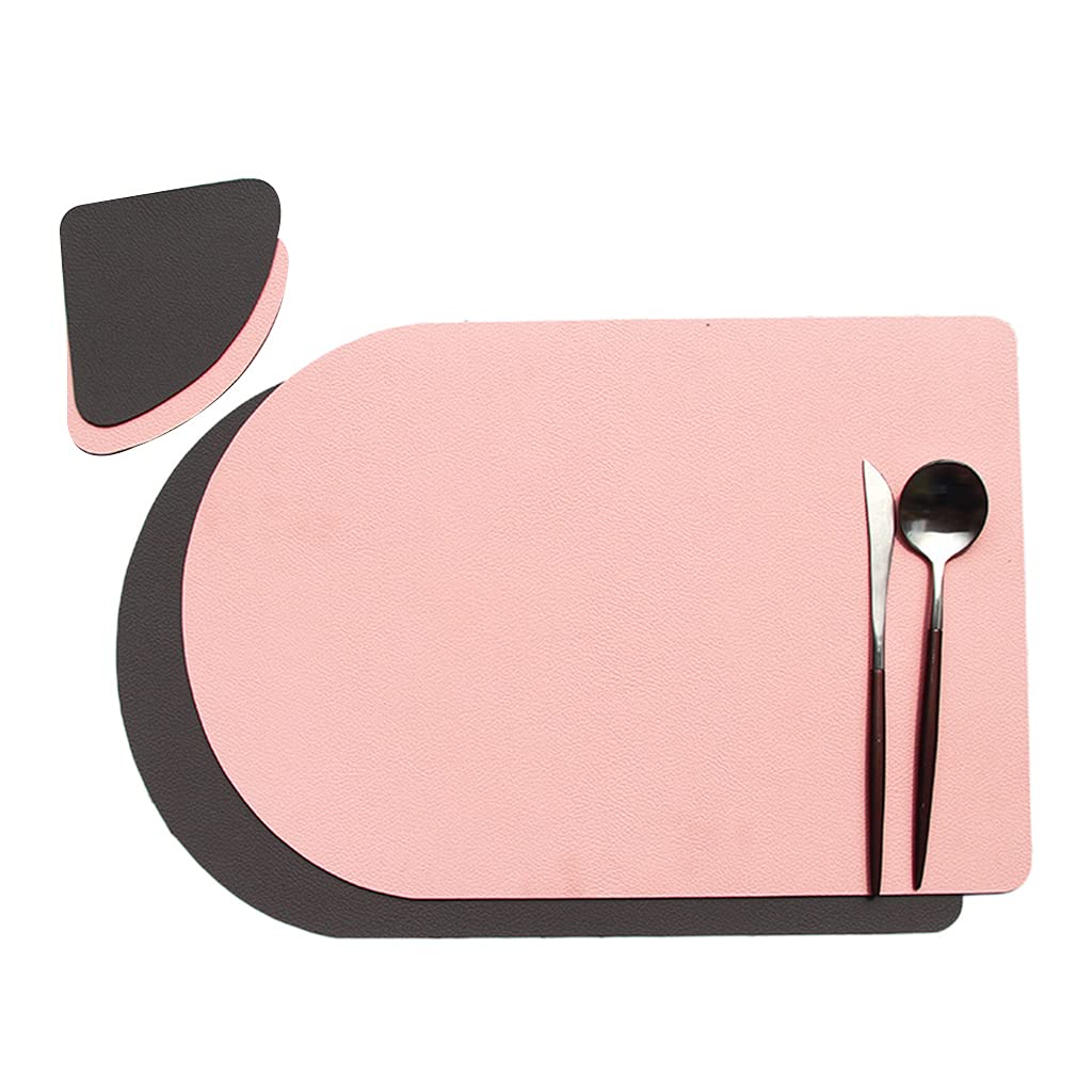 MALSSE Flexible Leather Tableware Pad Coasters Leather Placemat Non Slip Table Mat Placemat