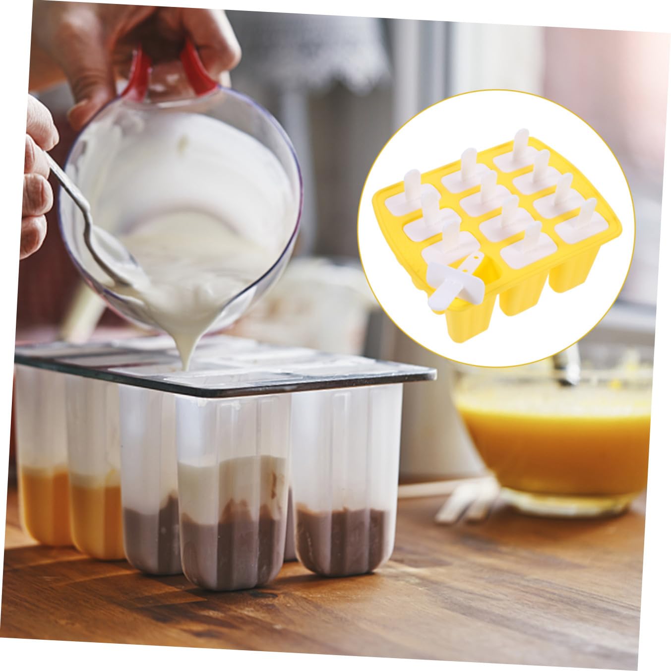 Mikinona Moule à Glace en Silicone, 12 Cavités, pour Jus de Fruits et Crème Glacée, Usage Maison et Bar, Été, Lot 1 Set