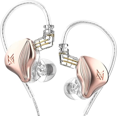KZ ZEX - Auriculares electrostáticos + 1 auricular dinámico con cables desmontables adecuados para ingeniero de audio, músico (oro rosa, sin