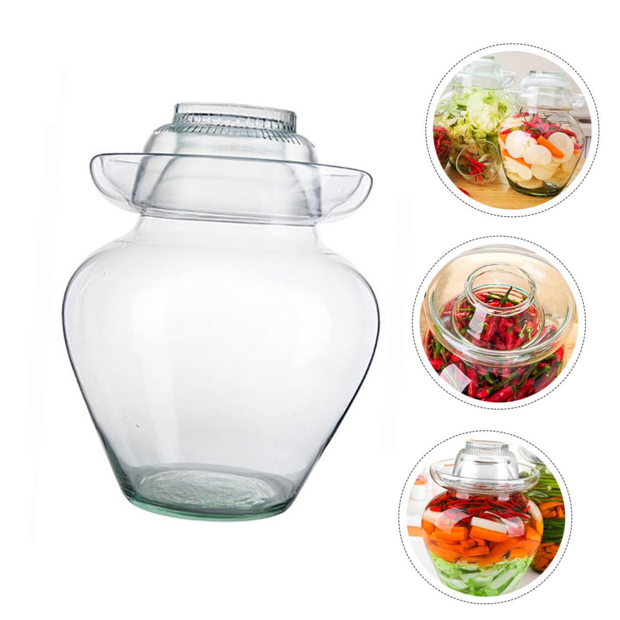 Tarro de Vidrio para Encurtidos de 10 Litros Tapa Hermética, Recipiente Transparente para Fermentación de Kimchi y Conservación de Alimentos en Cocina