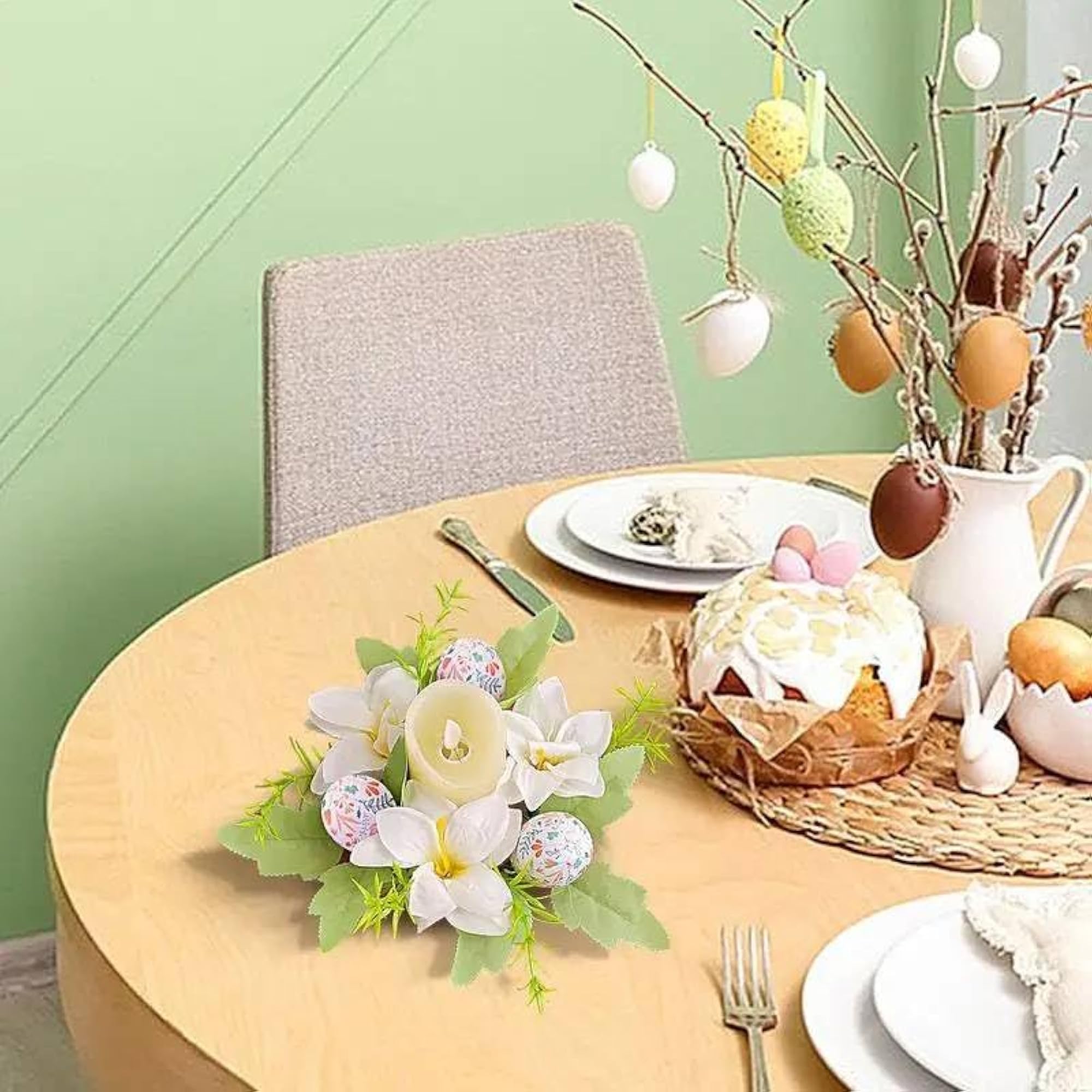 Elegant Easter Candle Ring Wreath Decor